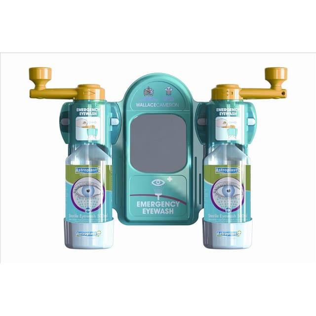 Wallace Cameron Astroplast Eyewash Station Standard Mirror 2x Eyewash Bottle Ref 2402057