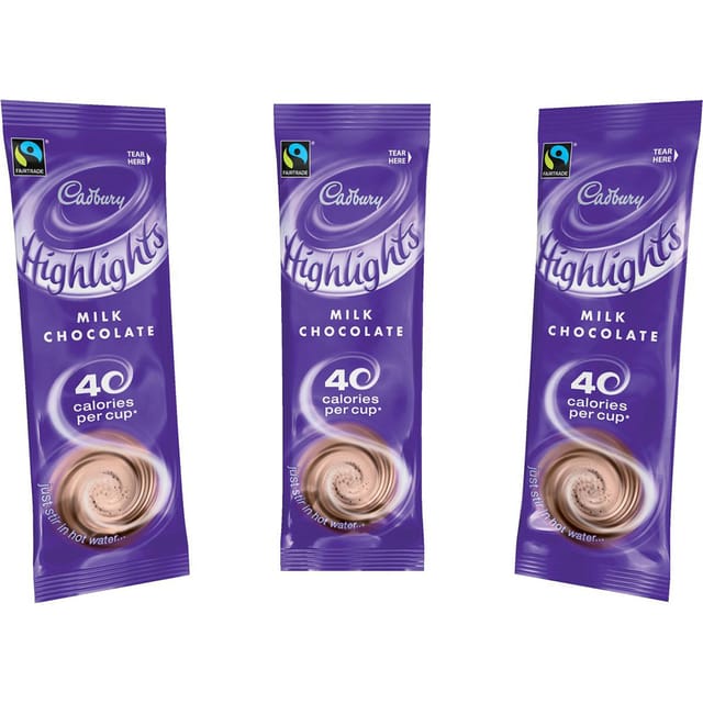 Cadbury Chocolate Highlights Fairtrade Hot Chocolate Powder Sachets Low Calorie Ref 0403173 [Pack 30]