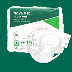 Novamed All-in-one/ Adult Nappies, 1 Bag of 15, Available in: Medium, Large, Extra Large
