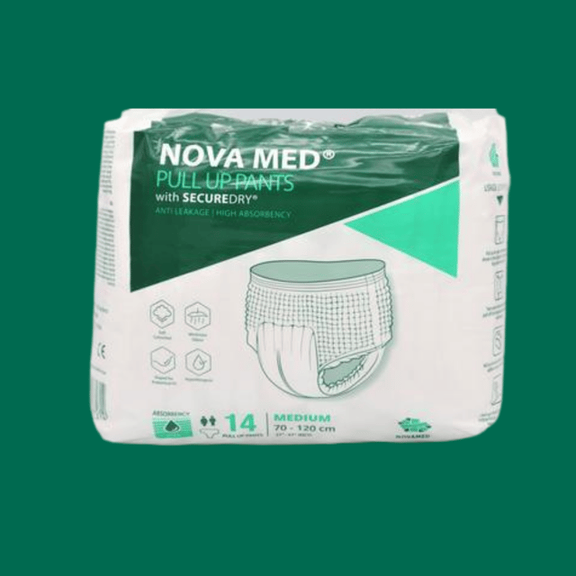 Novamed Pull up Pants, Adult Pull up Nappies, 1 Bag of 14 Pants. Available in Size: Medium , Large and Extra Large