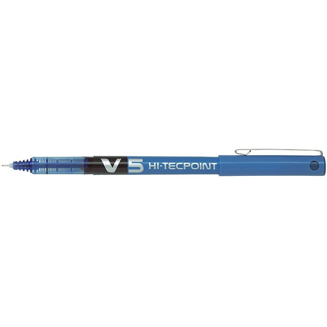 Pilot V5 Hi-Tecpoint Rollerball Pen Liquid Ink 0.5mm Tip 0.3mm Line Blue Ref V503 [Pack 12]