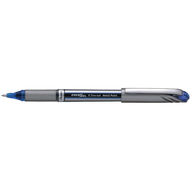 Pentel EnerGel Plus Rollerball Medium 0.7mm Tip 0.35mm Line Blue Ref BL27-C [Pack 12]