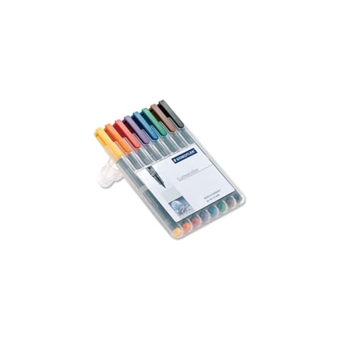 Staedtler 316 Lumocolor Pen Non-permanent Fine 0.6mm Line Assorted Ref 316WP8 [Wallet 8]