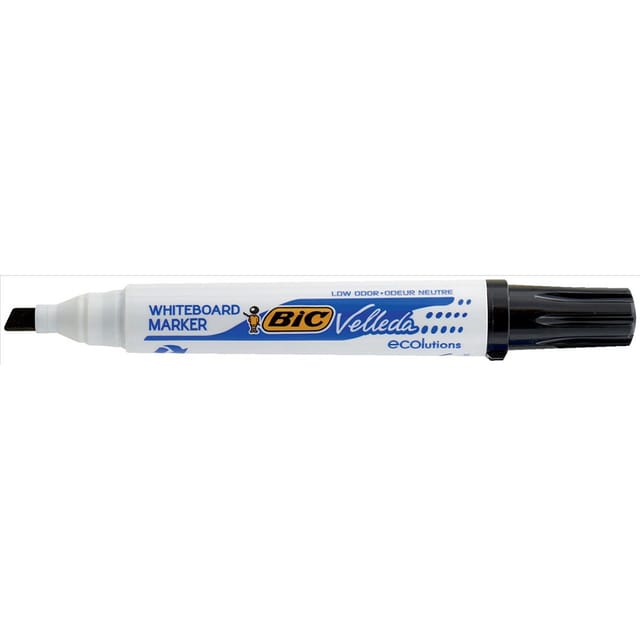 Bic Velleda Marker W/bd Dry-wipe 1751 Large Chisel Tip 3.7-5.5mm Line Width Black Ref 904946 [Pack 12]