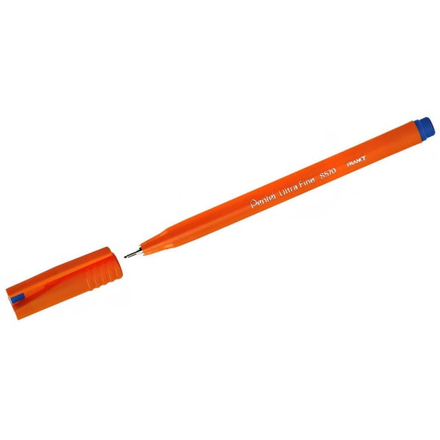 Pentel S570 Ultra Fine Pen Plastic 0.6mm Tip 0.3mm Line Blue Ref S570-C [Pack 12]
