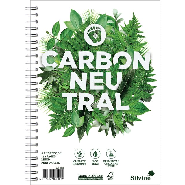 Silvine Notebook Carbon Ntral Wirebnd 80gsm Ruled Margin Perf Punched 4 Holes 120pp A5 Ref R303 [Pack 5]
