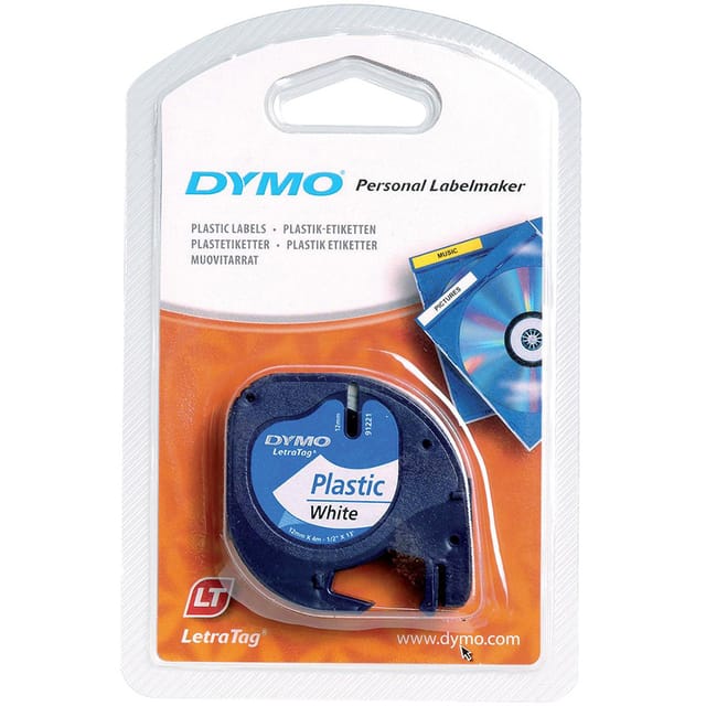 Dymo LetraTag Tape Plastic 12mmx4m Pearl White Ref S0721660