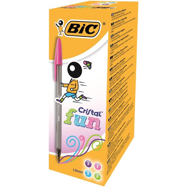 Bic Cristal Fun Ball Pen Large 1.6mm Tip 0.42mm Line Assorted Ref 895793 [Pack 20]