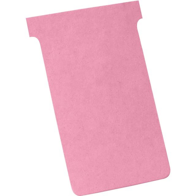 Nobo T-Cards 160gsm Tab Top 15mm W124x Bottom W112x Full H180mm Size 4 Pink Ref 2004008 [Pack 100]