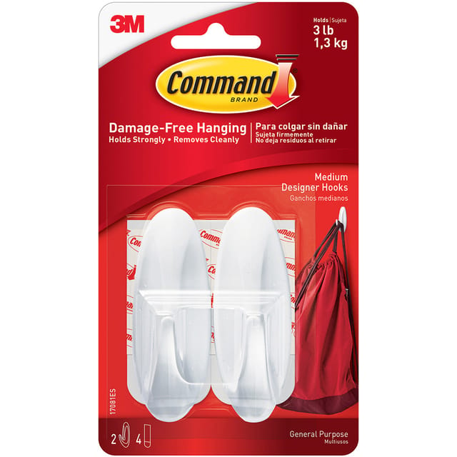 Command Oval Adhesive Hooks Medium Ref 17081 [Pack 2]