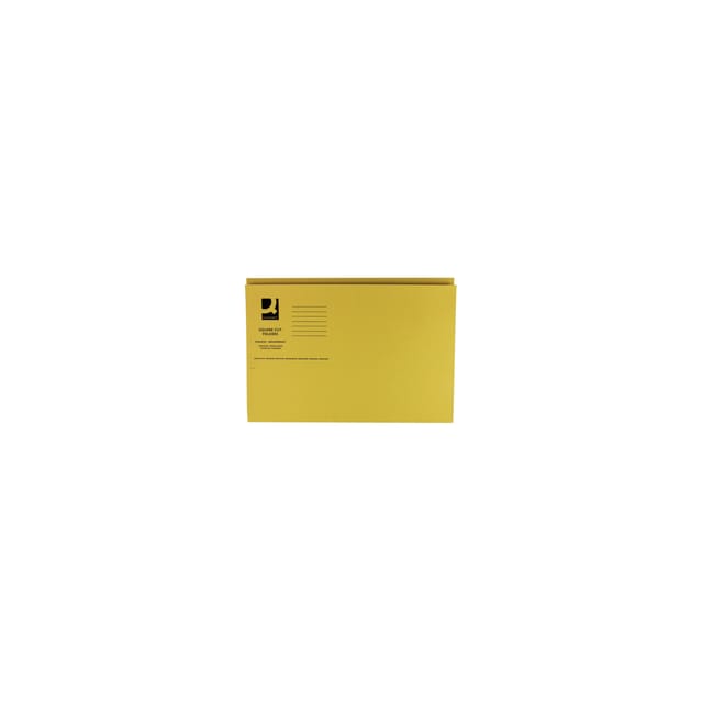 Q-Connect Yellow Square Cut Folder Medium Weight 250gsm Foolscap Pack of 100