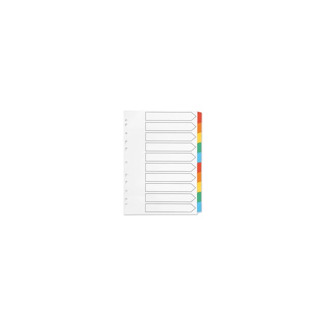 Index A4 Multi-Punched 10-Part Reinforced Multi-Colour Blank Tabs Q-Connect KF01526