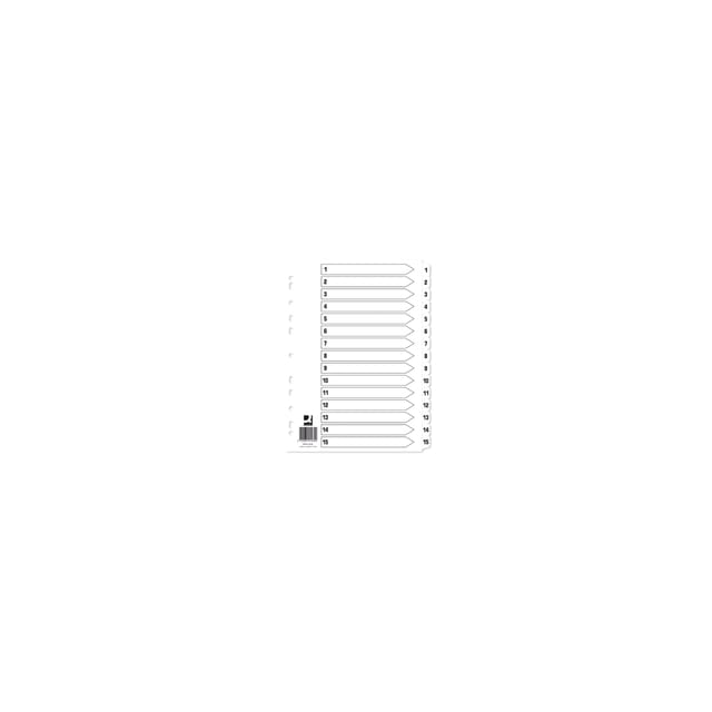 Index A4 Multi-Punched 1-15 Reinforced White Board Clear Tabbed Subject Dividers Q-Connect KF01530