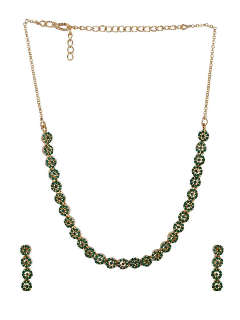 Amercan Diamond / Cz Necklace Set in Gold Finish - CNB1126