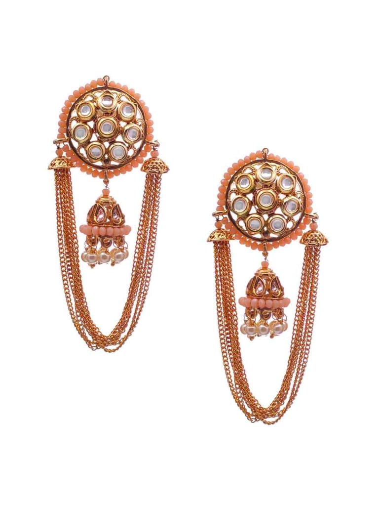 Traditional Kundan Jhumka Earring in Oxidised Gold Finish - CNB479
