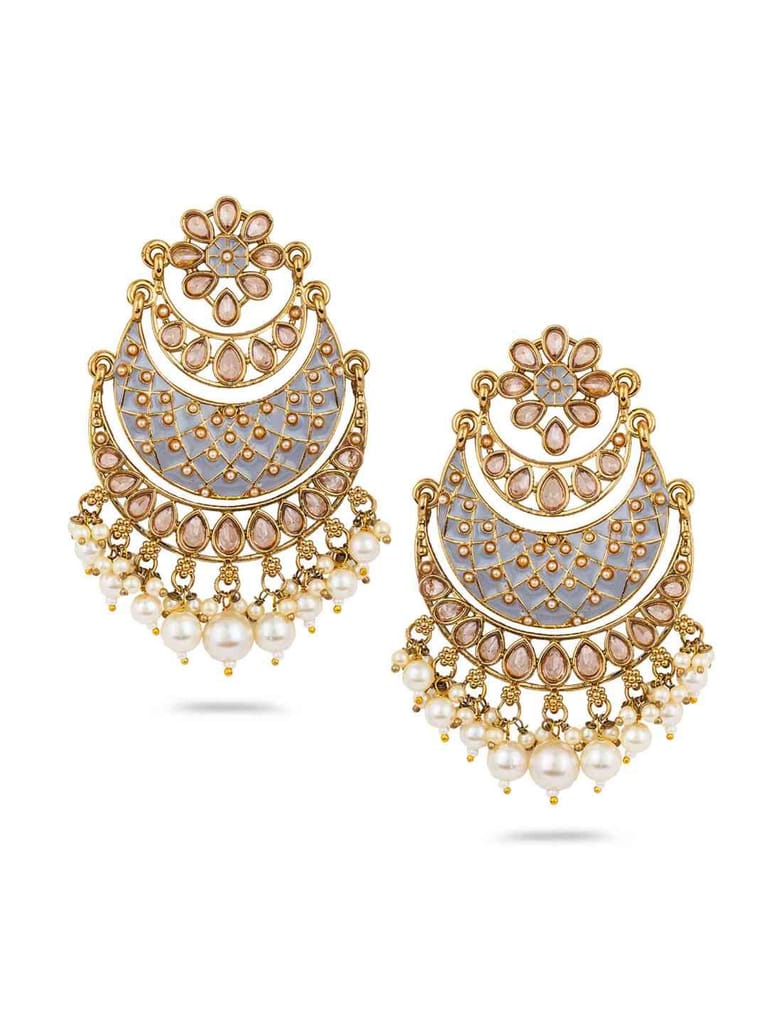 Muti Layer Enamelled Chandbali Earring in Oxidised Gold Finish - CNB570