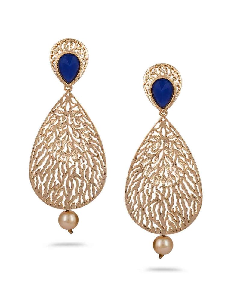 Traditional Filigree style Earring With Pearl Drop in Gold Finish - CNB361