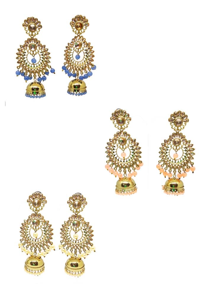 Reverse AD Chandbali Earrings in Gold finish - CNB3582