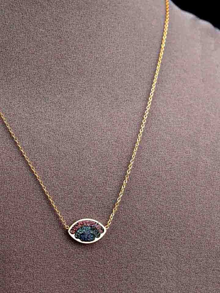 Western Pendant with Chain Set in Multicolor color - CNB3887