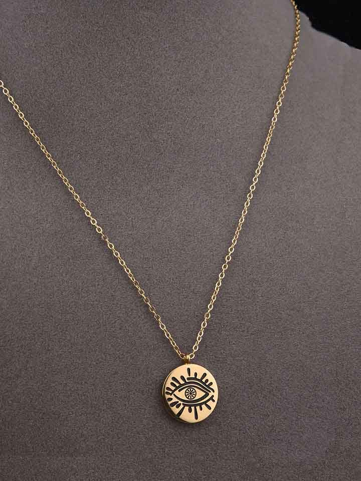Western Pendant with Chain Set in Gold color - CNB3885