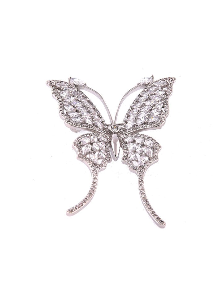 AD / CZ Brooch in White color and Rhodium finish - CNB4595