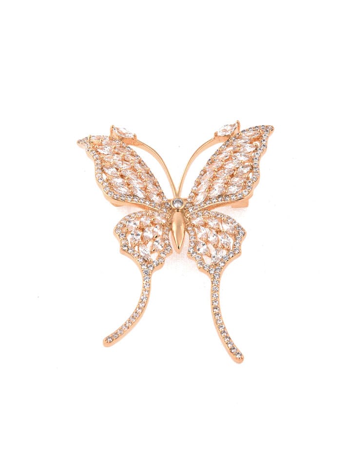 AD / CZ Brooch in White color and Rose Gold finish - CNB4596