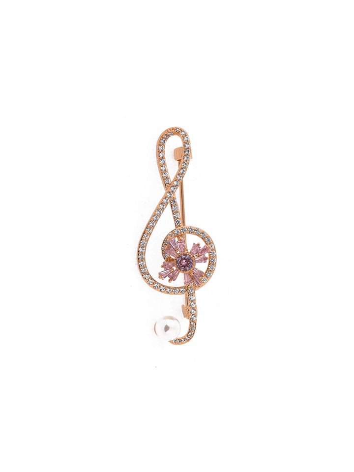 AD / CZ Brooch in White color and Rose Gold finish - CNB4598