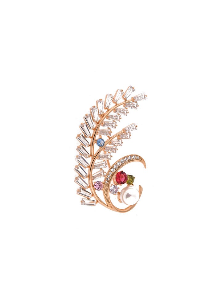 AD / CZ Brooch in Multicolor color and Gold finish - CNB4606