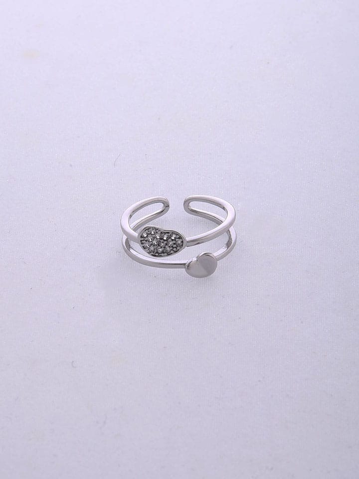 AD / CZ Finger Ring in White color and Rhodium finish - CNB4690