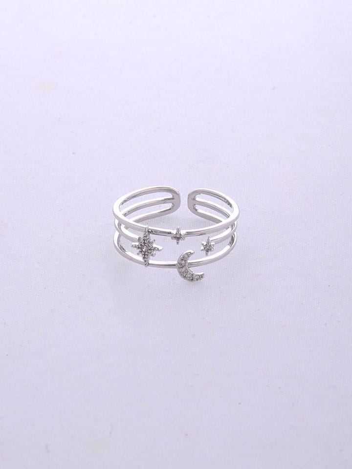AD / CZ Finger Ring in White color and Rhodium finish - CNB4693