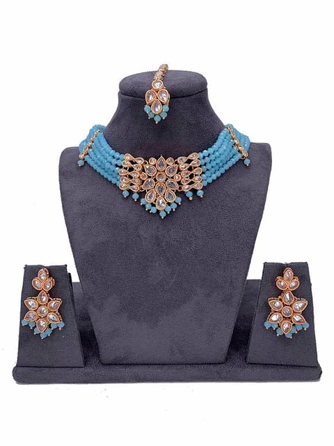 Reverse AD Choker Necklace Set in Rose Gold finish - CNB5069