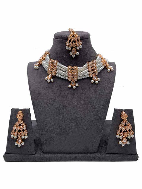 Reverse AD Choker Necklace Set in Rose Gold finish - CNB5101