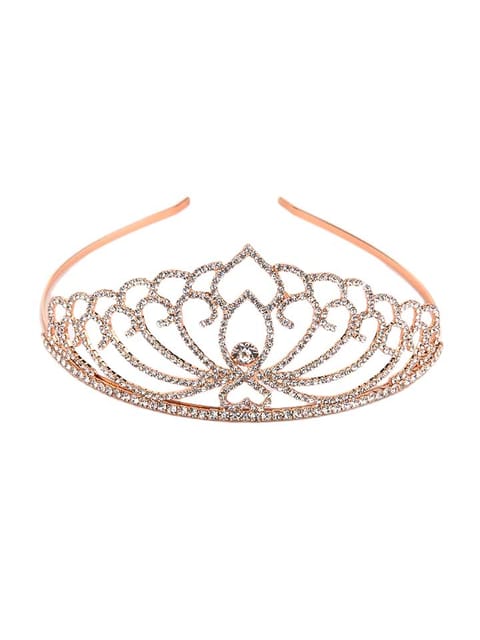 Crown / Tiaras in White color and Rose Gold finish - CNB6121