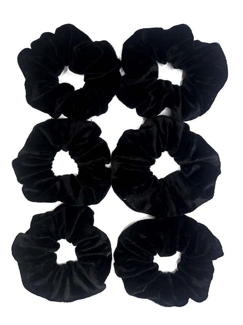 Plain Velvet Rubber Bands in Black color - CNB6773