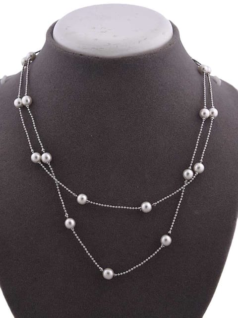 Western Necklace in White color and Rhodium finish - CNB15219