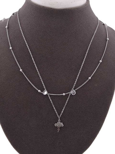 Western Necklace in White color and Rhodium finish - CNB15245