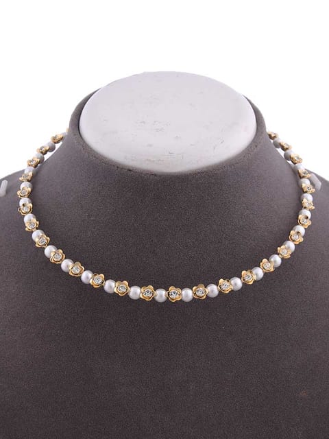 Western Necklace in White color and Gold finish - CNB15159