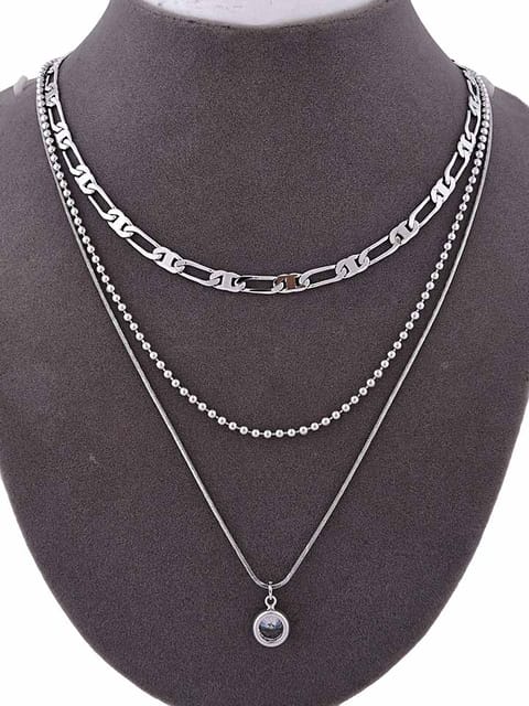 Western Necklace in White color and Rhodium finish - CNB15177