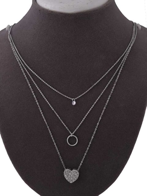 Western Necklace in White color and Rhodium finish - CNB15379