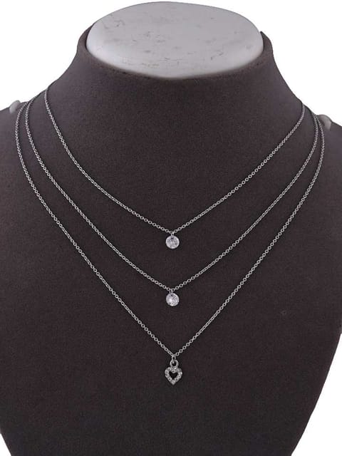 Western Necklace in White color and Rhodium finish - CNB15388