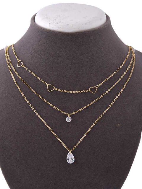 Western Necklace in White color and Gold finish - CNB15393