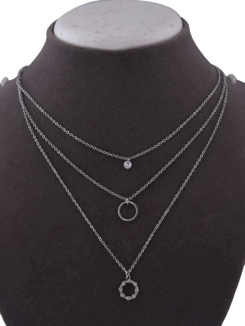 Western Necklace in White color and Rhodium finish - CNB15397
