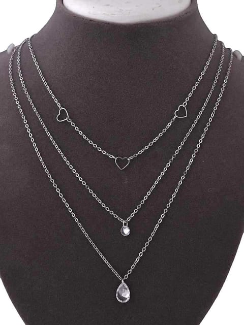 Western Necklace in White color and Rhodium finish - CNB15394