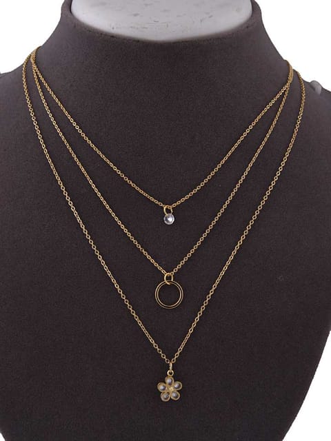 Western Necklace in White color and Gold finish - CNB15402