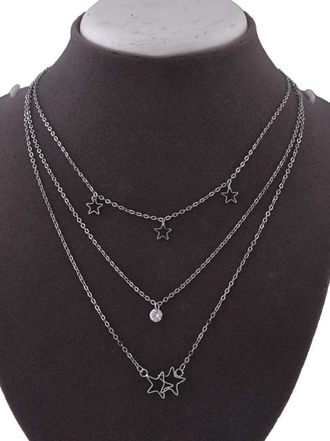 Western Necklace in White color and Rhodium finish - CNB15406