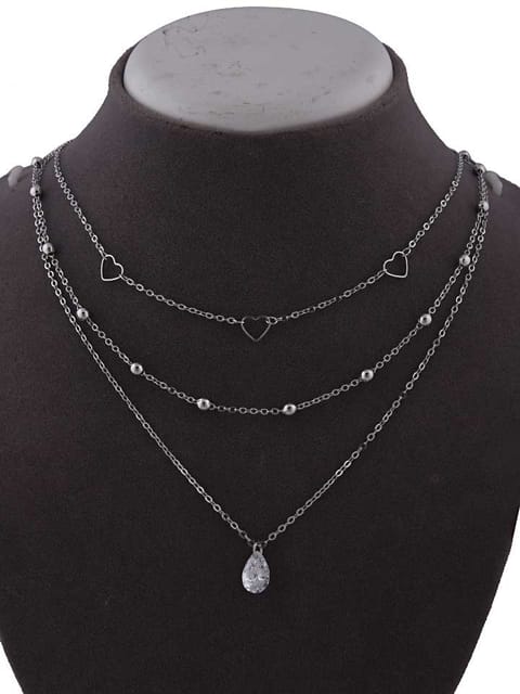 Western Necklace in White color and Rhodium finish - CNB15415