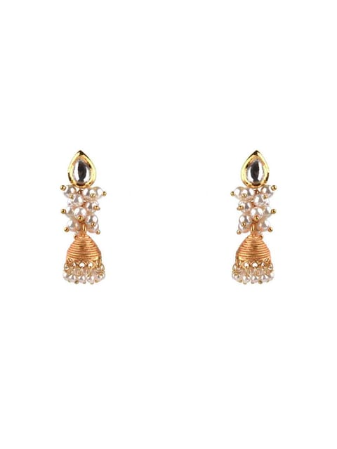 Antique Jhumka Earrings in White color - CNB15460