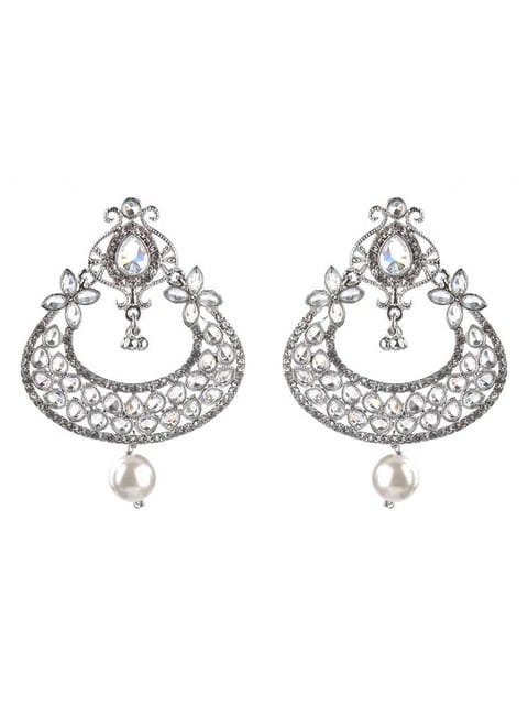 Reverse AD Chandbali Earrings in White color - CNB8676