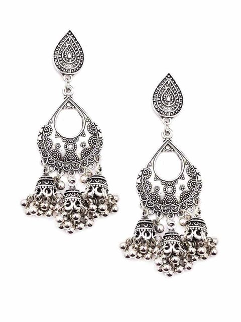 Jhumka Earrings in Oxidised Silver finish - CNB15446