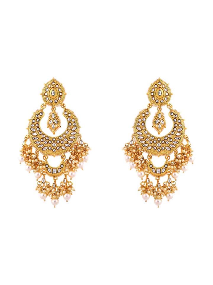 Kundan Chandbali Earrings in Gold finish - CNB15952